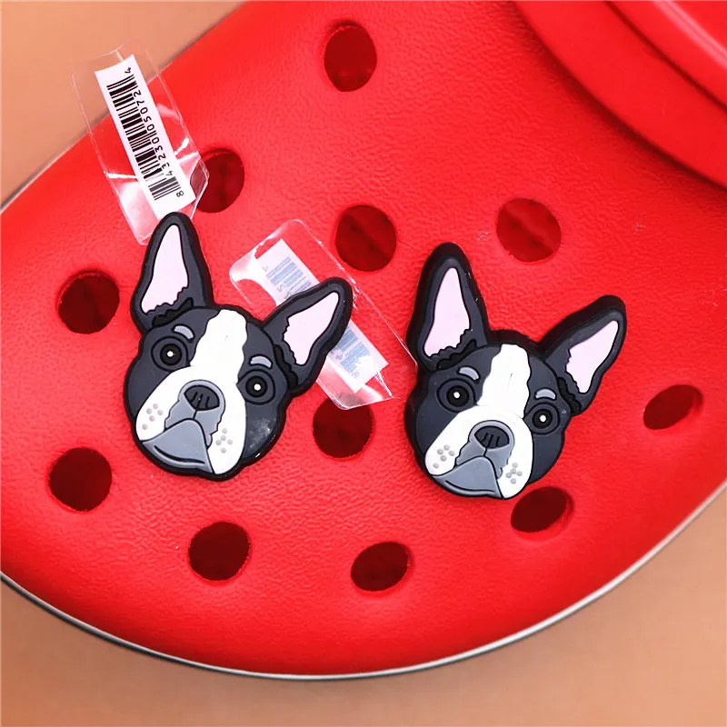 Novel Single Sale Animal style Shoe Charms Accessories Cute Bulldog Garden Shoe Decoration for croc jibz Kid's X-mas Gifts U118