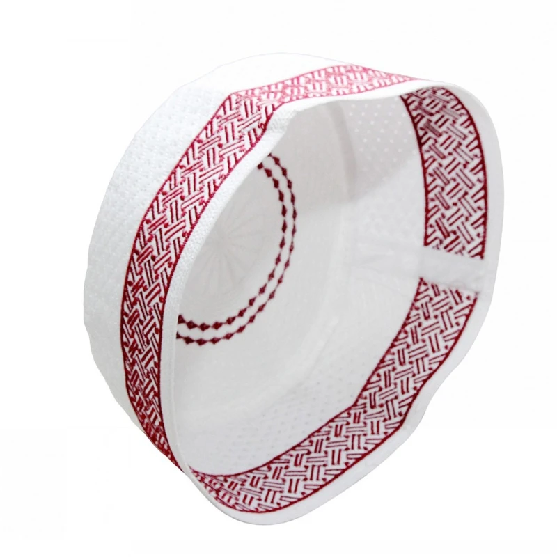 

J78E Mens Muslim Prayer Kufi Hat Vintage Embroidery Islamic Arab Headwear Bonnet Cap