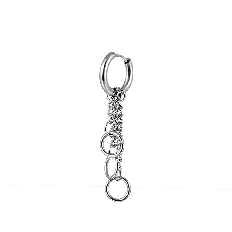 New Punk Stainless Steel Chain Hoop Earrings For Women Men 2021 Trendy Goth Pop Hip Hop Pendants Ear Jewelry Accessories Earring images - 6