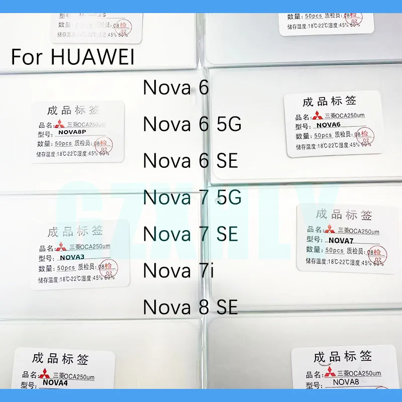 Adhesivo &oacute;ptico transparente para m&oacute;vil, pel&iacute;cula de cristal t&aacute;ctil OCA para Huawei Nova 6 7 8 SE 5G Nova 7i LCD, pegamento OCA, 250um, 50 Uds.-0