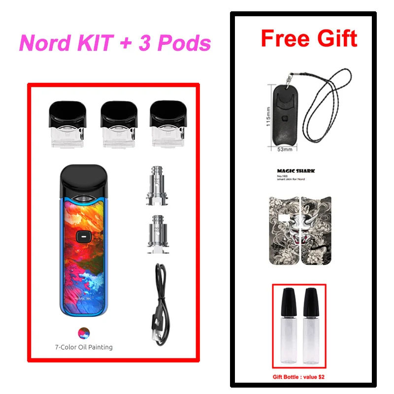 7-Color Oil Painting SMOK Nord Pod Vape ручка 1100 мАч батарея 3 мл Pod система сетка катушка электронная сигарета Pod Комплект Испаритель VS SMOK NOVO Minifit - Цвет: 7-Color Oil Painting