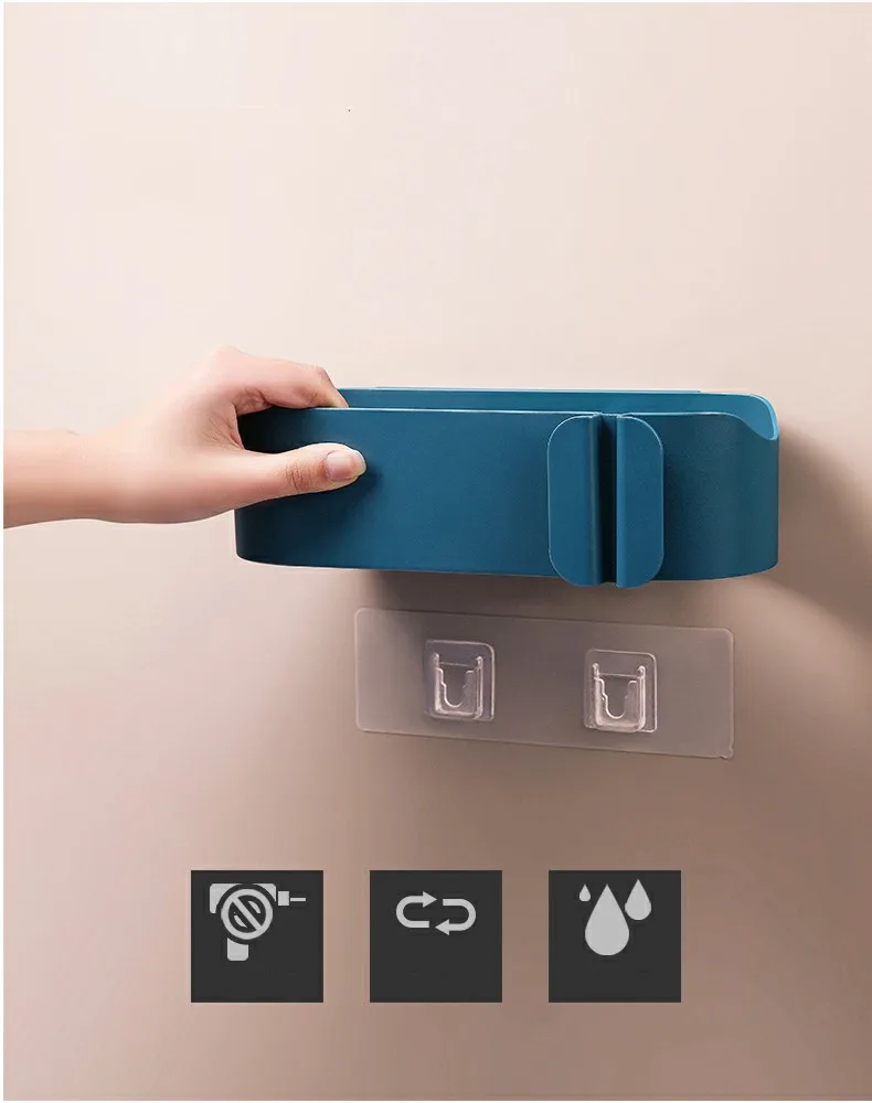 Настенный держатель для фена многофункциональная корзина хранения ванной|Полки