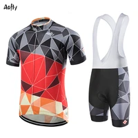 new summer cycling short sleeve bicycle top plaid triangle gradient style shorts customizable professional team cycling jersey
