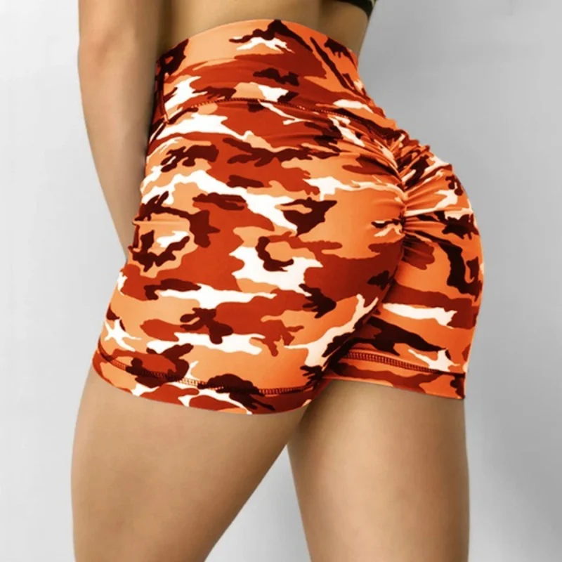 

Spot European Hot Sale Style Female Shorts Texture Print Butt Yoga Shorts Sports Short Pants For Women