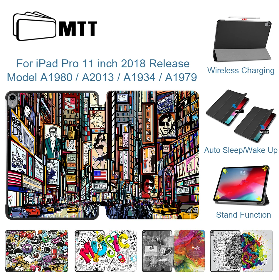 Чехол MTT с граффити для iPad Pro 11 дюймов 2018 тонкий магнитный откидной из