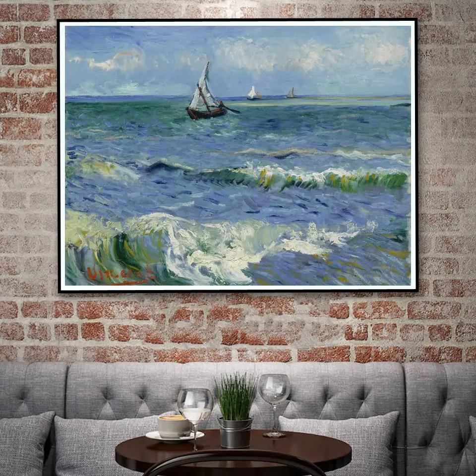 Рыбацкие лодки на пляже Винсент Ван Гог художественные работы винтажный постер