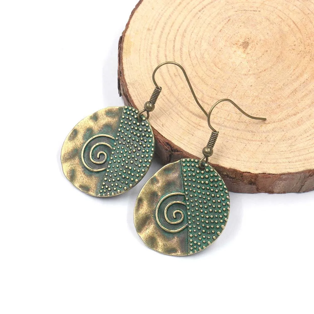 Vintage Wavy Polka Dot Earrings Irregular Spiral Pendant Ethnic For Women Bohemian Charm Holiday Jewelry Gifts | Украшения и