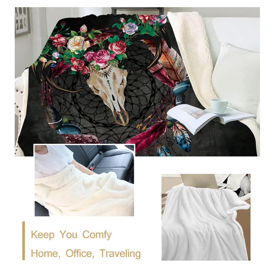 Плед BeddingOutlet в стиле бохо Ловец снов шерпа плед рога цветок покрывало готический