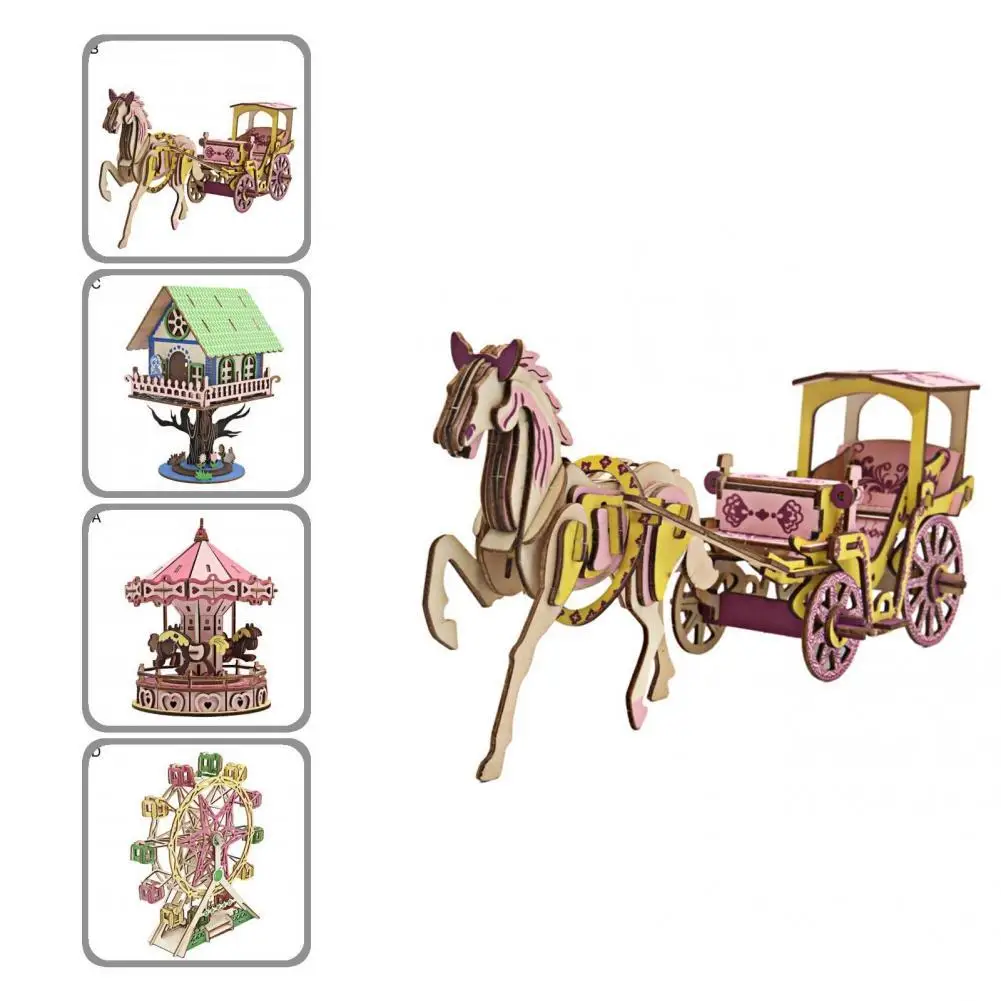 

Jigsaw Toy Hands-on Ability Detailed Intellectual Development Merry-Go-Round Royal Carriage Puzzle Toy