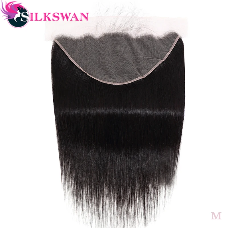Silkswan прямые 13*6 кружевные фронтальные коричневые с детскими волосами Remy