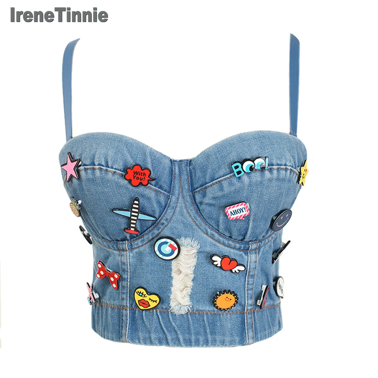 

FAKUNTN Irene Tinnie Sexy Cute Hole Cartoon Decoration пуш-ап бюстье женский Бралетт укороченный Топ жилет размера плюс