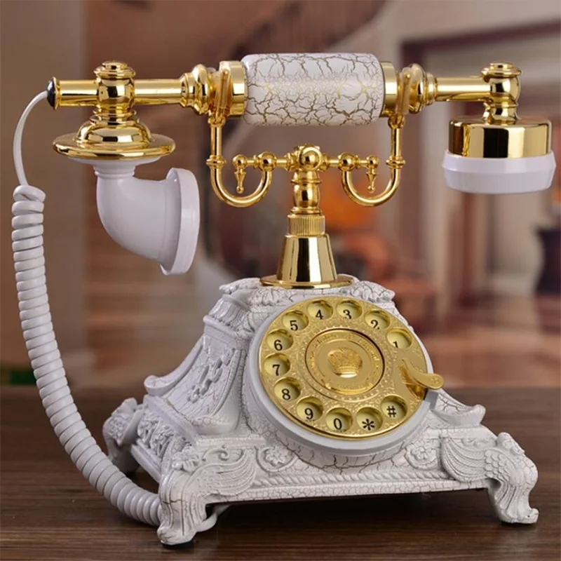 

Antique landline for the elderly Telephone Classical retro white vintage fixed desk phone made of resin home office europe