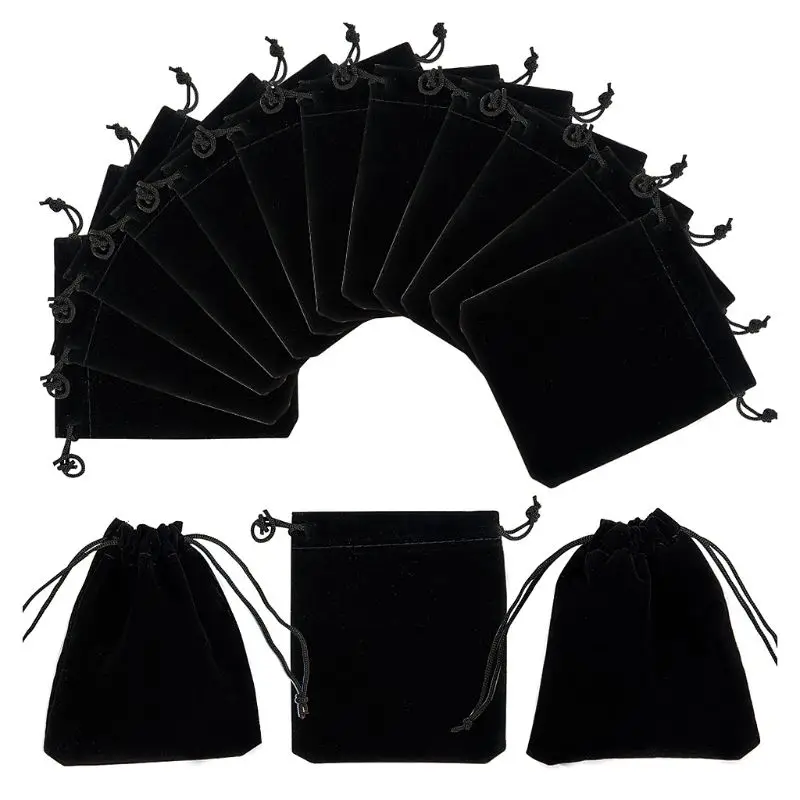 

50Pcs 10x12cm Black Velvet Gift Bag Drawstring Pouches Jewelry Ring Packing Bags 831B