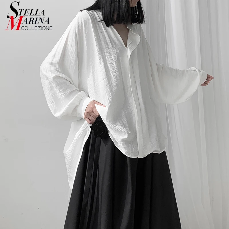 Новинка 2019 корейский стиль женская однотонная черно белая блузка рубашка с