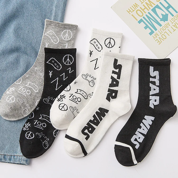 

Мужские и женские осенне-зимние хлопковые носки с буквами, женские хлопковые носки, индивидуальная пара, носки в стиле Харадзюку