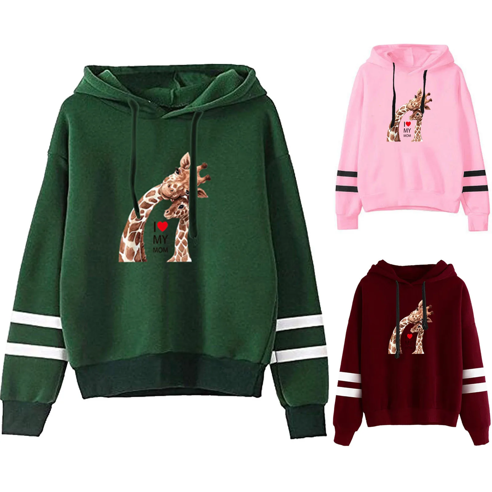 Hot Hoodie Women Sweetshirts Animal Print Candy Color Casual Long Sleeves Pullover Hoodies Sudaderas Para Mujer Толстовки
