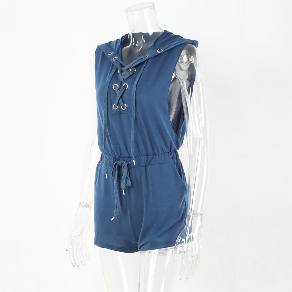 Сексуальный женский комбинезон с капюшоном глубокий v образный вырез крест