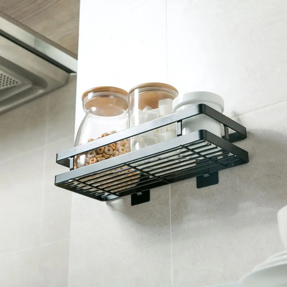 Полка для кухни из углеродистой стали настенная полка специй черная