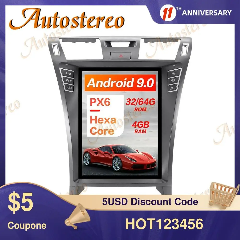 

Tesla Style Android 9 PX6 Vertical Screen Car GPS Navigation For Lexus LS600h 2006-2012 Head Unit Multimedia Player Auto Radio
