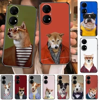 cute dog phone case for huawei p50 p40 p30 p20 10 9 8 lite e pro plus black etui coque painting hoesjes comic fas