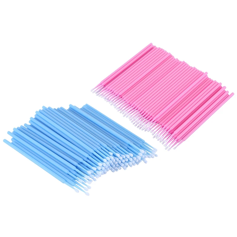 

200 Pcs Micro-Brush Disposable Materials Tooth Applicators Medium Fine(Pink & Light Blue)