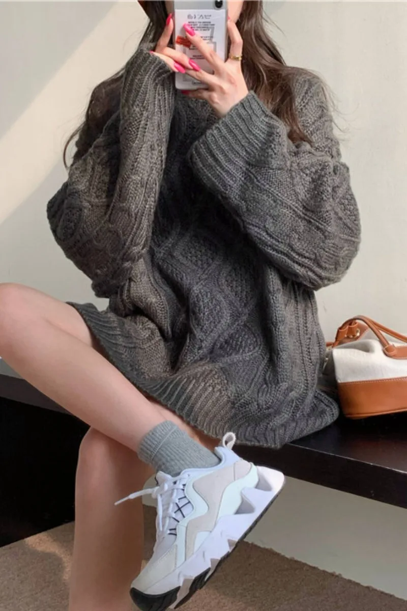 

Twist Sweater Women's Loose Wear 2020 New Spring And Autumn Retro Hong Kong Style Languid Long Sleeve Pullover Sweater