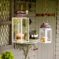 glass metal retro vintage country candle lanterns