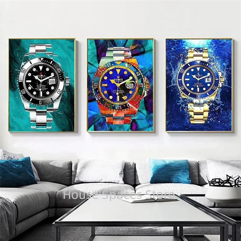 Роскошные часы Crown Картина на холсте современные граффити настенные картины для