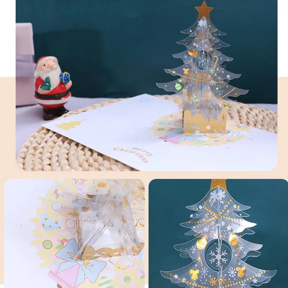 Поздравительная открытка ручной работы с рождественской елкой со сверкающими