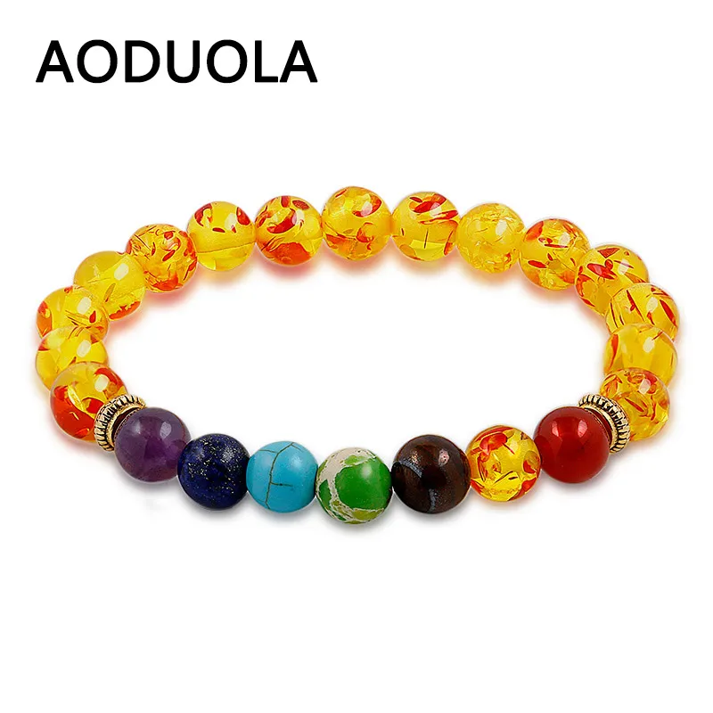 8 мм чакра браслеты для женщин натуральный камень Эластичный регулируемый
