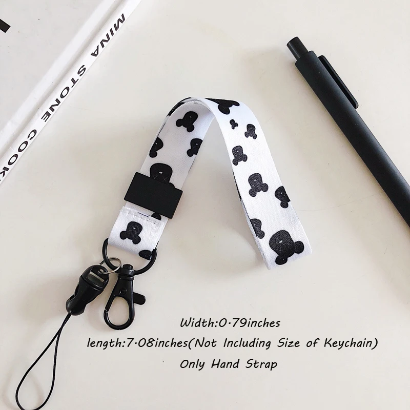 Hand Strap White Ремешки для телефона с принтом медведя на шею для ключей, удостоверения личности, бейджа, наручный ремешок для сотового телефона, ID карты - Цвет: Hand Strap White