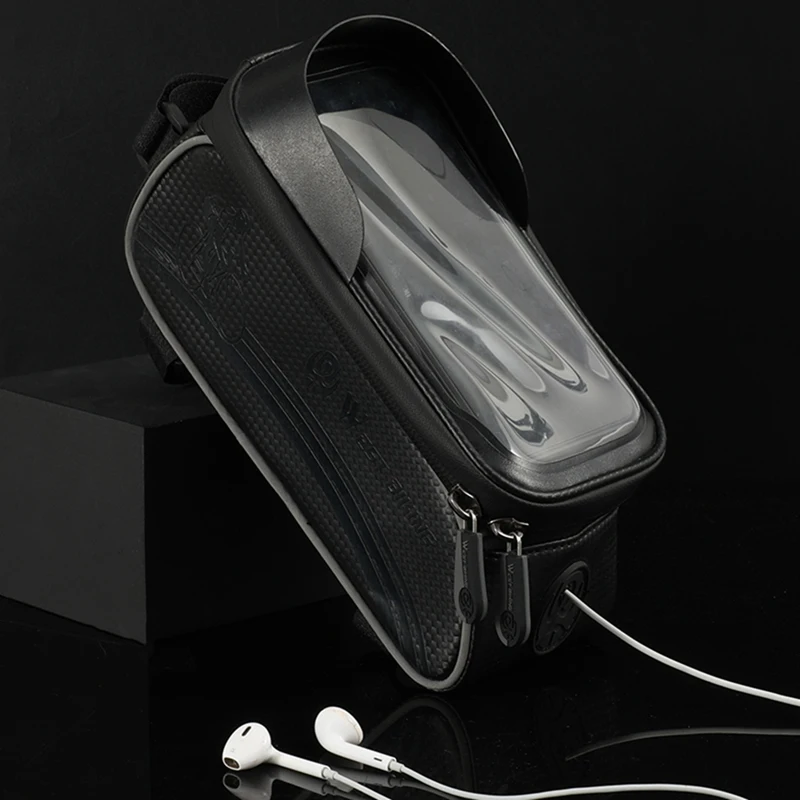 

WEST BIKING 6.5 Inch Press Screen Phone Case Bag Bike Bicycle Front Top Tube Bag Waterproof Cycling Phone Bag with Rain Cover