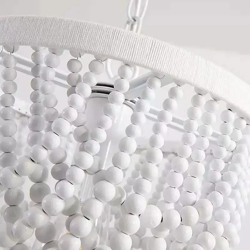 Американский кантри в богемном стиле белый деревянный подвесной светильник из