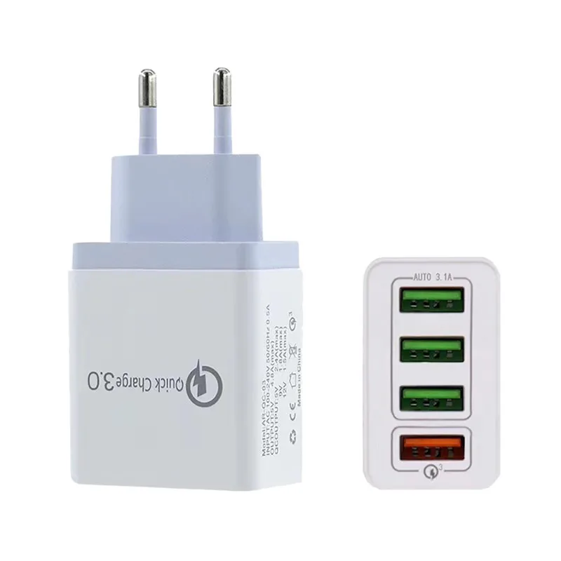 Быстрая зарядка QC 3 0 зарядное устройство с 4 USB портами быстрая адаптер вилкой для