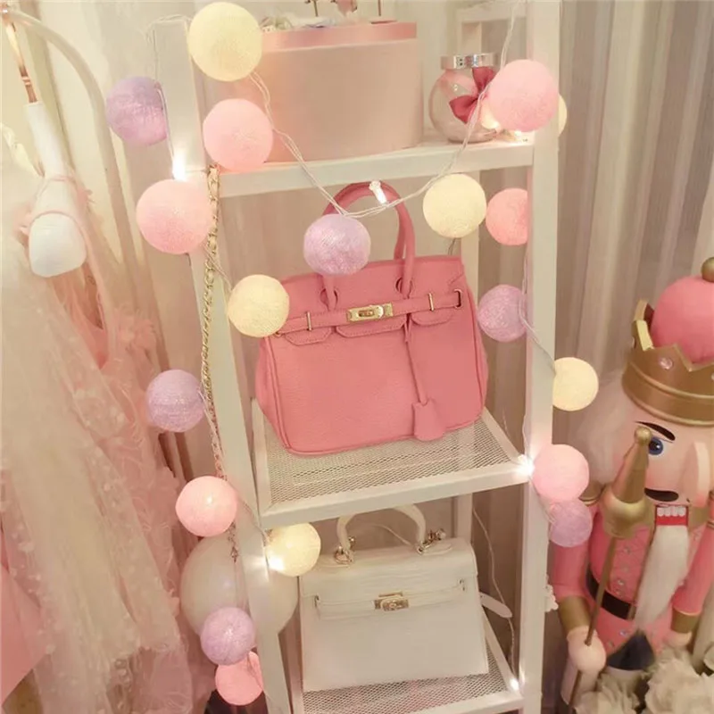 Romantic purple Рождественские украшения для дома, гирлянда, светодиодный гирлянда с хлопковыми шариками, наружная лампа, ночник Diwali Hanukkah, для салона, свадьбы - Испускаемый цвет: Romantic purple