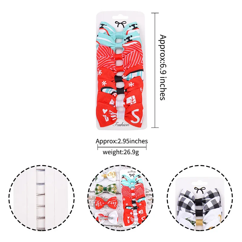 

Kids Hair Accessories Children Girls Fashion Headwear Grosgrain Ribbon Hair Bows Cute Christmas Print Hair Clips Barrettes