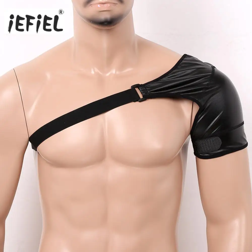 Латексные Искусственная кожа Для мужчин жгут сексуальные платья на одно плечо