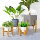 Прочная бамбуковая подставка для растений, держатель для цветочных горшков с четырьмя ножками, Портативная подставка для бонсай в одно отсек, комнатное украшение для дома