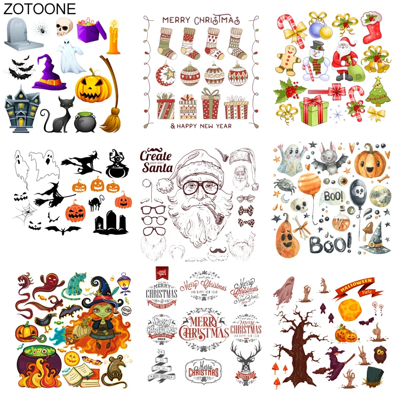 Рождество Санта Клаус патч железа на переводы для одежды Хэллоуин Тыква наклейки