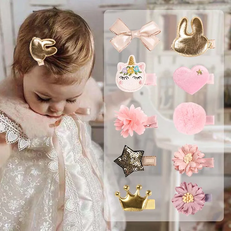 

CN New Design Lovely Hairclip Crown Star Hair Clips Kids Ribbon Hair Bow Headwear Side Clips Baby Girls Hair Accessories