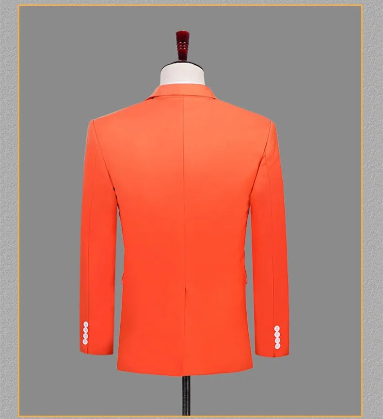 

Orange Men's Wedding Suits Fashion Solid Business Suit Banquet Evening Party Male Singer Host Slim Fit Tuxedo Costume 2 Piece