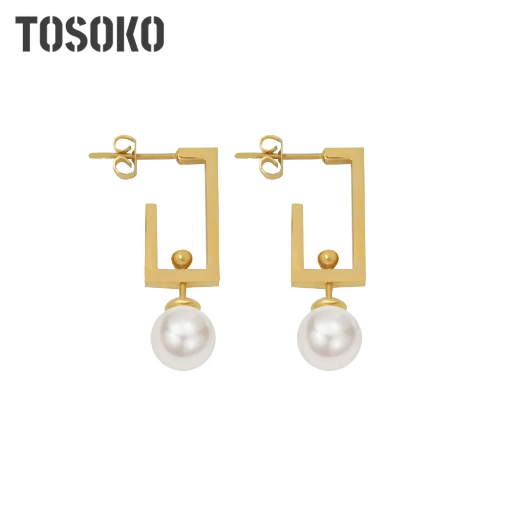 

TOSOKO Stainless Steel Jewelry Detachable Multi Wearing Pearl Earrings Women's Simple Retro Earrings BSF512