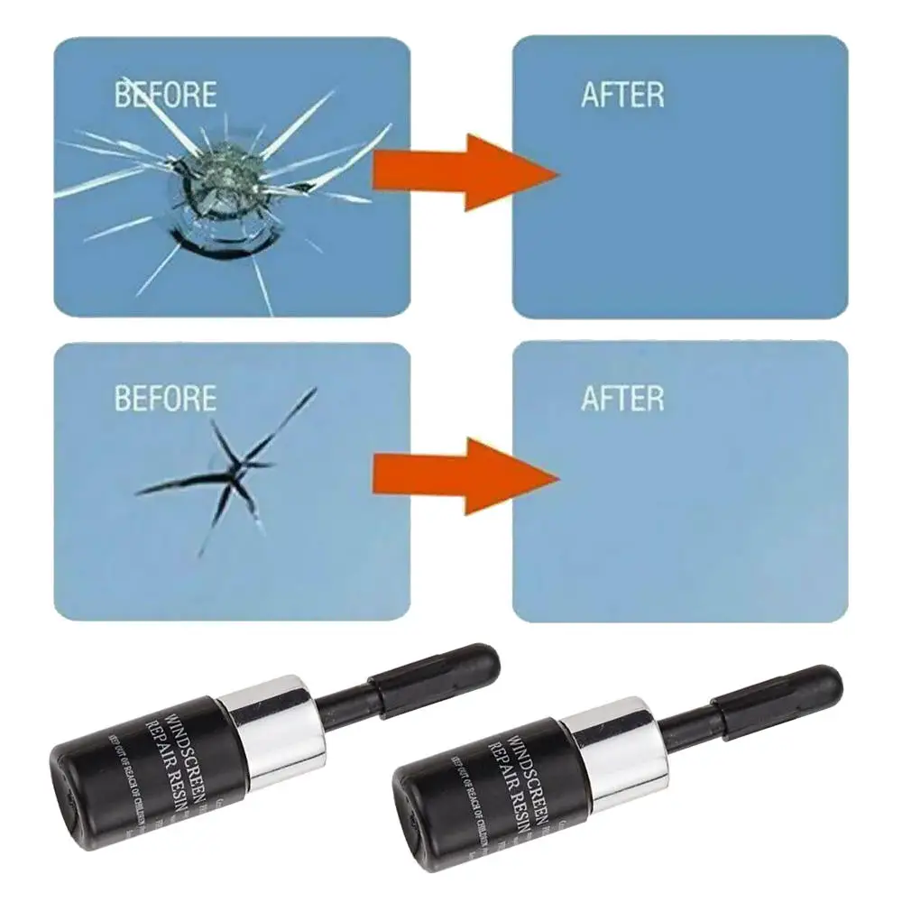 

2 Set Automotive Glass Repair Fluid Car Window Glass Crack Chip Repair Tool