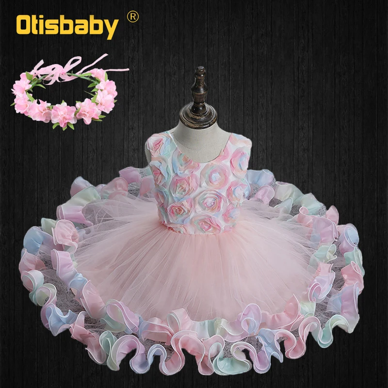 

Женское Тюлевое платье с оборками, яркое элегантное детское платье для вечеринки, свадьбы, выпускного вечера, От 2 до 10 лет