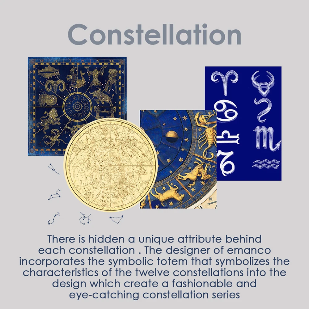 eManco Women 12 Horoscope Zodiac Sign Gold Pendant Necklace Aries Leo Constellations Jewelry Kids Christmas Gifts | Украшения и