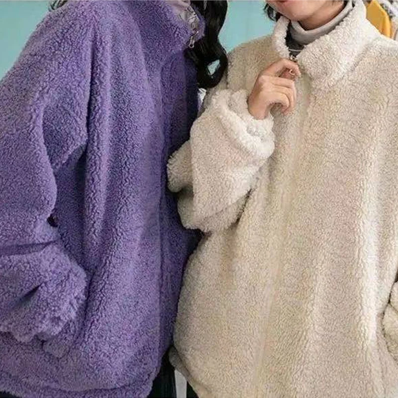 Женские зимние теплые пальто из искусственной овечьей шерсти верхняя одежда с
