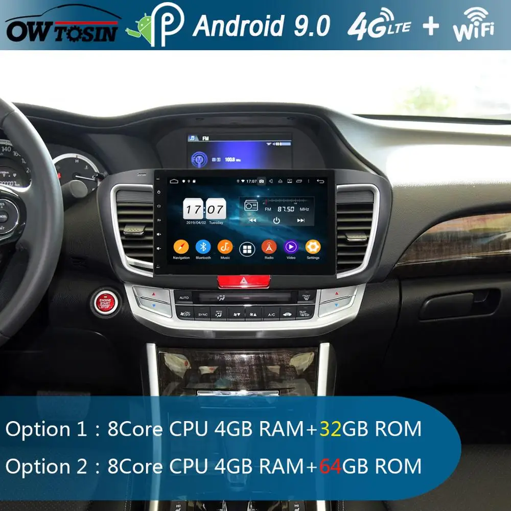 Автомобильный DVD плеер 10 1 &quotIPS 8Core 4G + 64G Android 9 0 для Honda Accord 2014 2015 2016 2017 GPS Радио