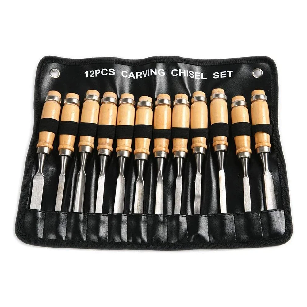 

12Pcs/Set Professional Manual Wood Carving Hand Chisel Tool Set Carpenters Woodworking Carving Chisel DIY Hand Tools Nice