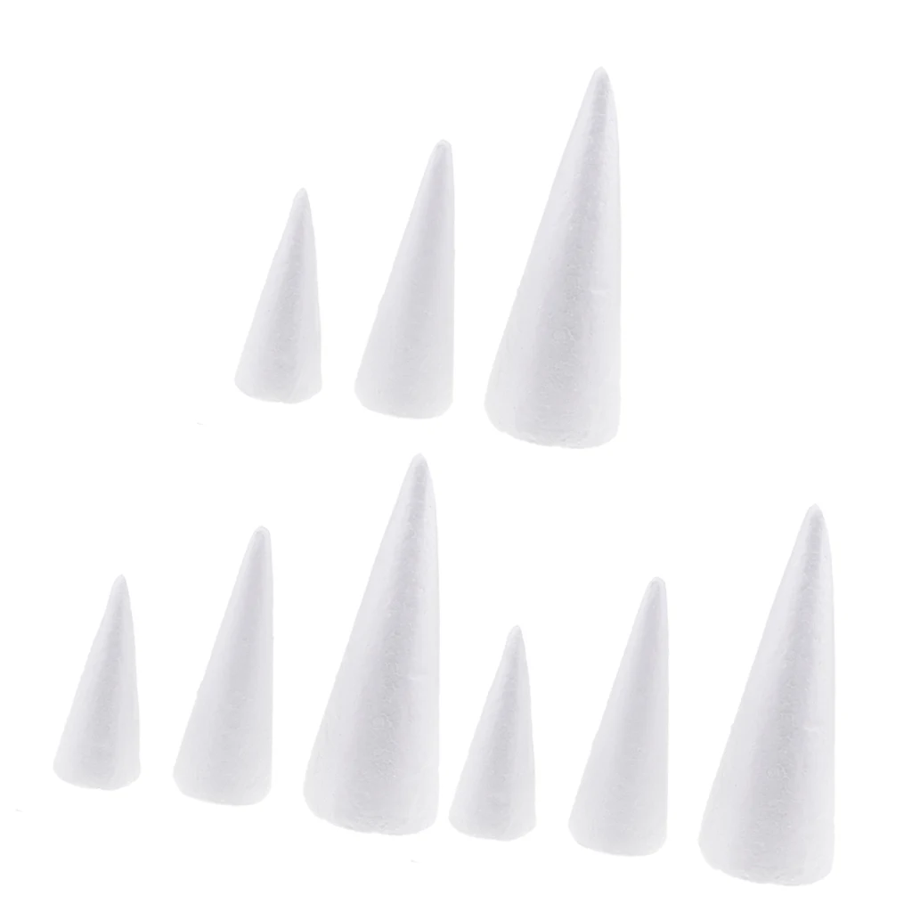

9 Pcs Cone Shape DIY Christmas Tree Styrofoam Foam for Kids Craft 15/20/25cm