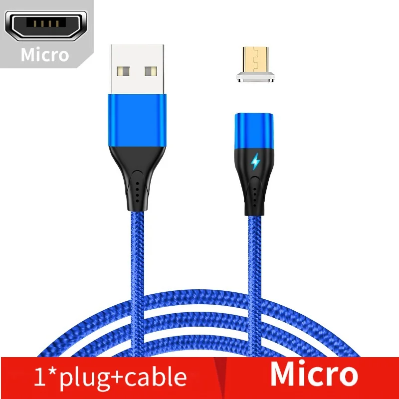NOHON Магнитный кабель Micro usb type C Магнитный USB кабель передачи данных для быстрой зарядки для iPhone XS MAS X XR 8 7 6 6S магнит зарядное устройство для телефона - Цвет: Blue for Micro